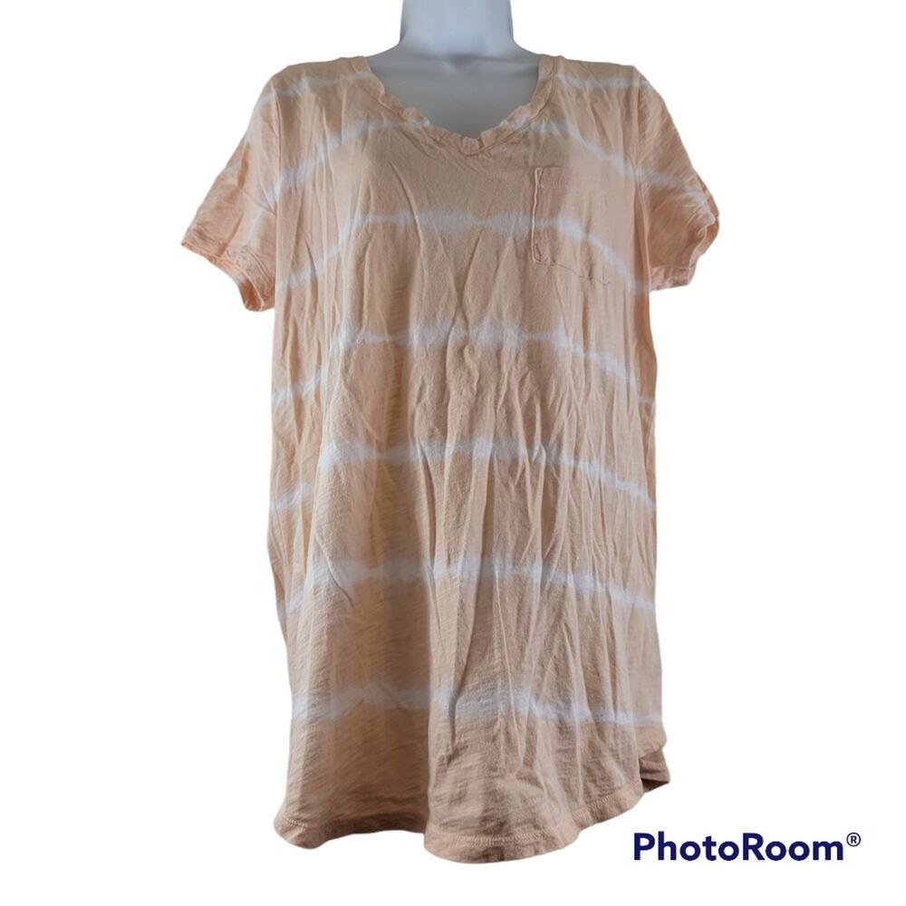 Torrid Pocket Tunic Heritage Slub Stripe Tie-Dye Light Peach/Pink Tee Size 0/12